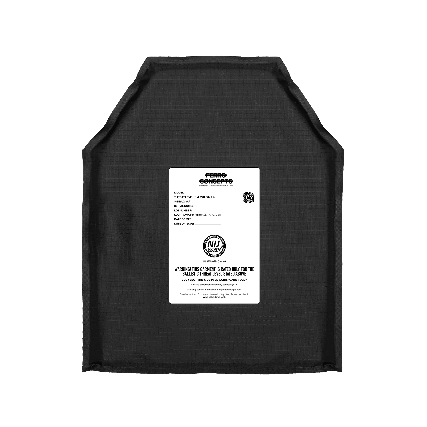 Soft Armor Plate Backer - Level IIIA - SAPI Cut - Image 5